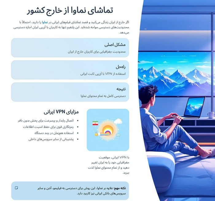 تماشای نماوا از خارج کشور